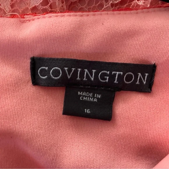 Covington Fit & Flare Coral Lace Dress Size 16 - Picture 5 of 8